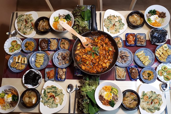 Korean Cooking Class With Full-Course Meal & Local Market Tour in Seoul